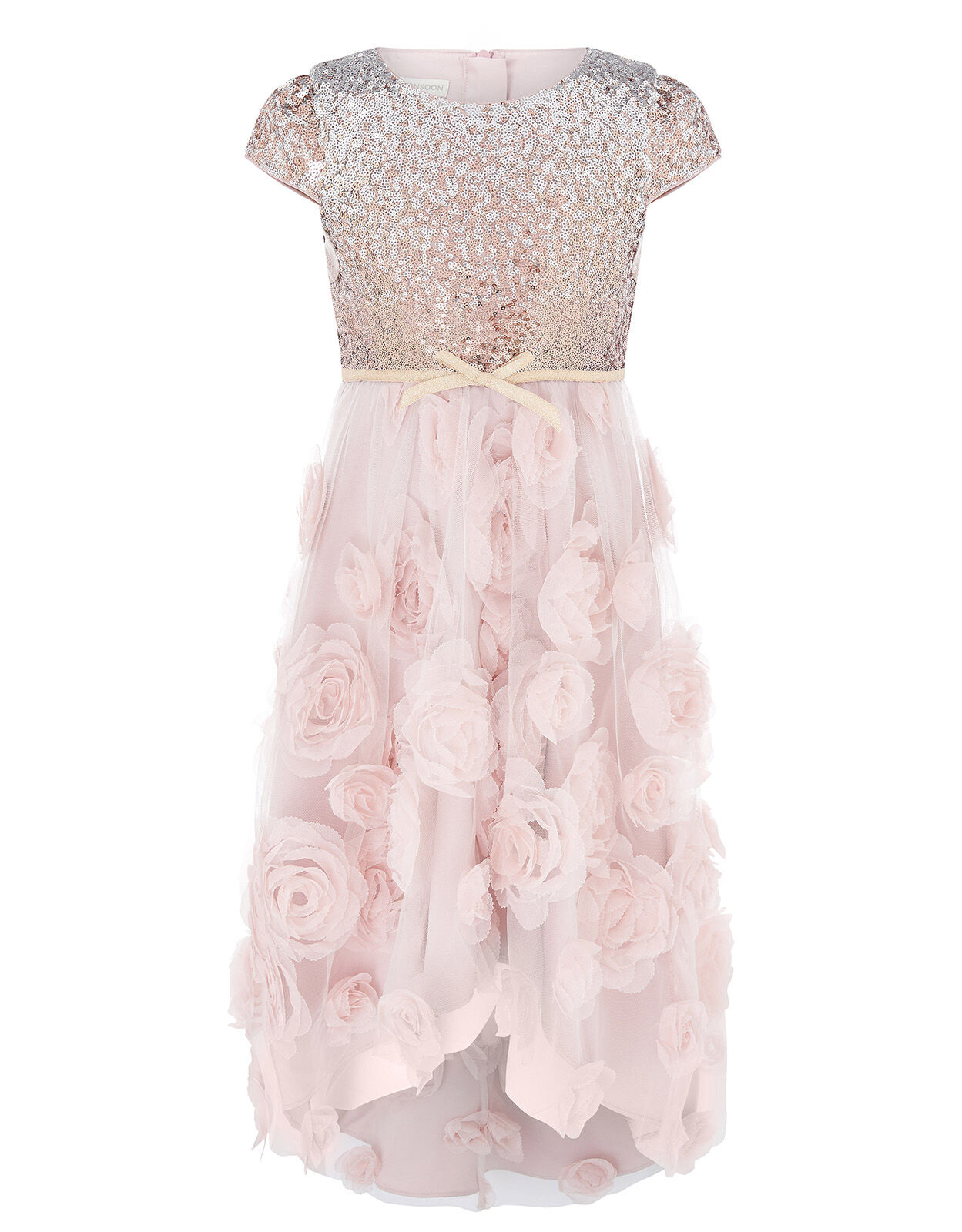 Sequin 3D Rose Hi-Low Dress Pink ...